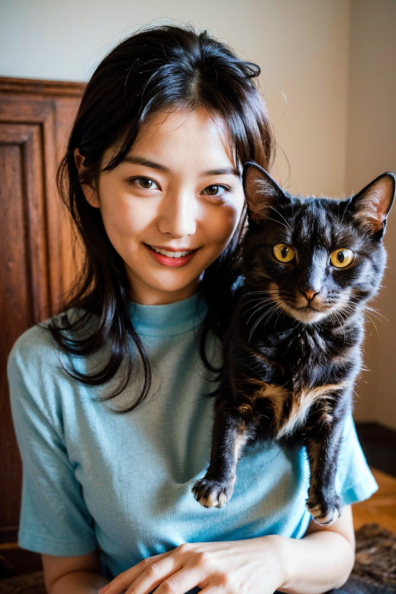 AI生成美女~Girl with Cat