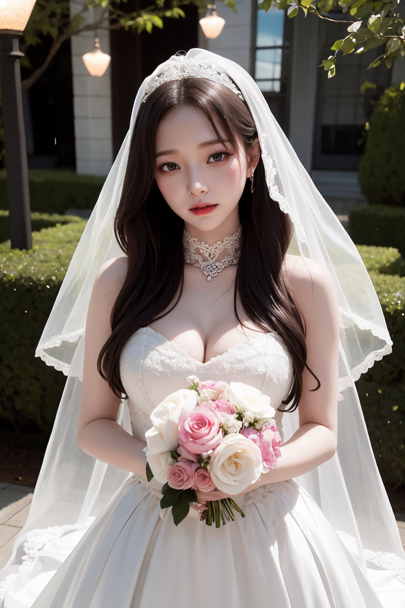 AI生成美女~传统婚纱变性感内衣婚纱