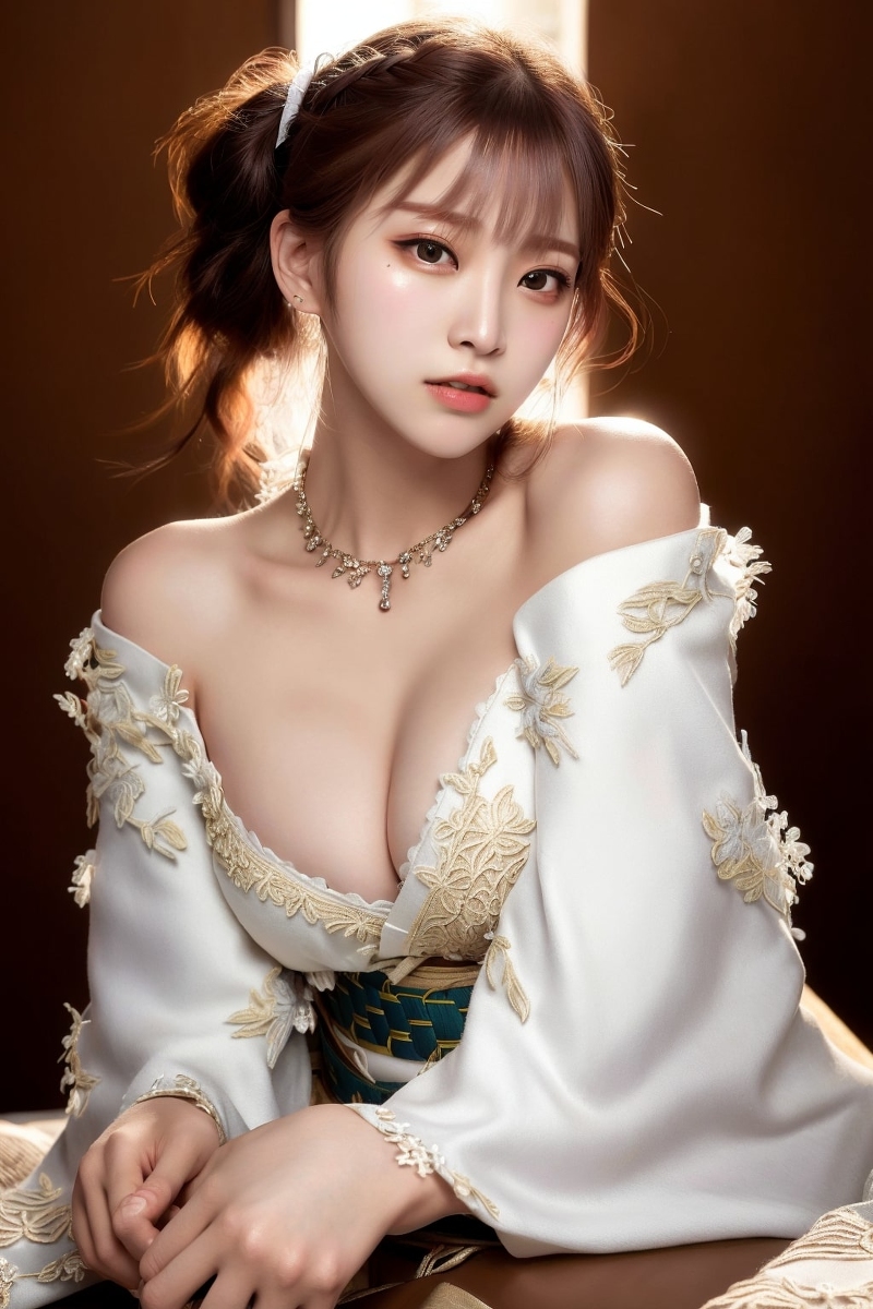 AI生成美女~off-shoulder kimono