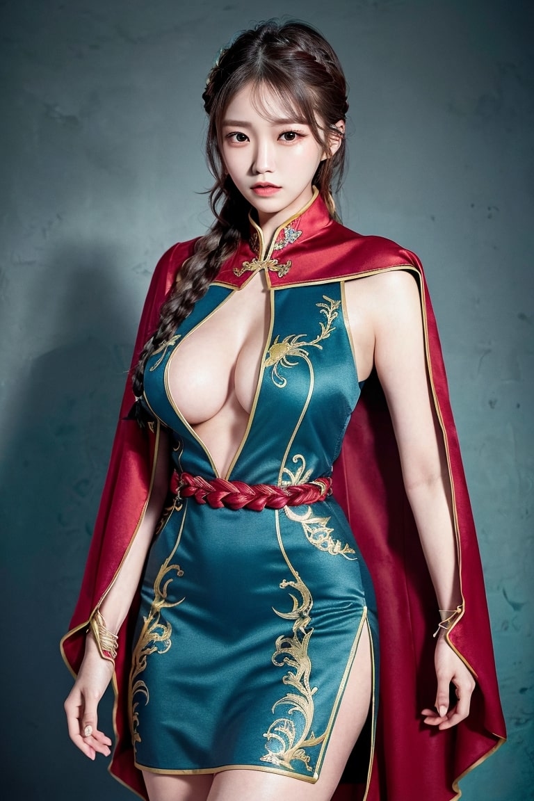 AI生成美女~AiMakeGirl-cape with a midi dress（斗篷搭配中长连衣裙）